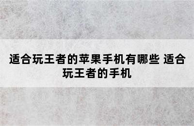 适合玩王者的苹果手机有哪些 适合玩王者的手机